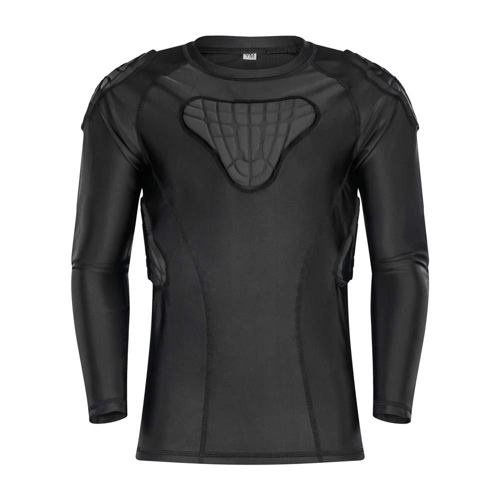 TUOY Kids Youth Padded Compression Shirt Long Sleeve Padded Protective Shirt for Football Baseball
