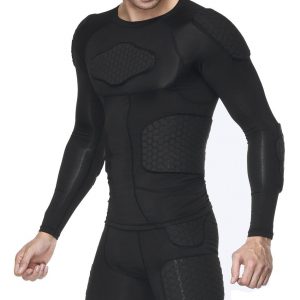 Adult Sizes & 6 Pads Padded Protective Shirt for Football Paintball Baseball TUOY Padded Compression Shirt 