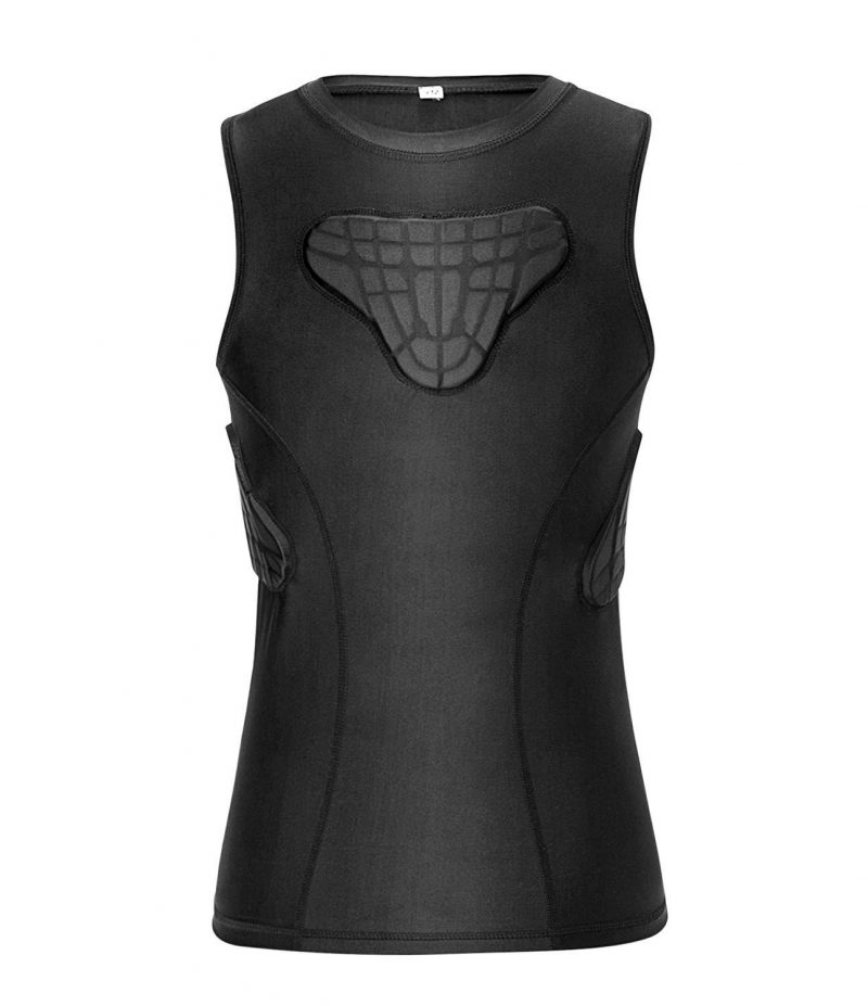 TUOY Youth Boys Padded Compression  Sleeveless Shirts  Rib Chest Protector Protective Sports Workout Safety T-Shirts for Football Paintball Baseball