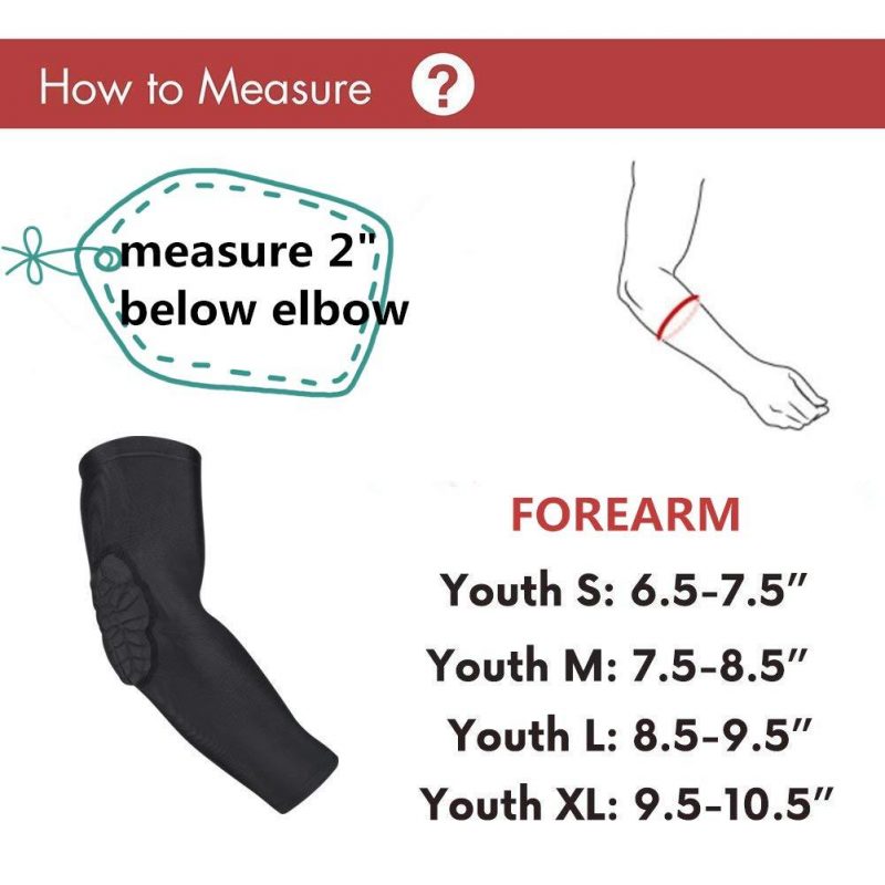 TUOY Youth Kids Elbow/Knee Pads,Padded Compression Arm/Knee Sleeve, Football Basketball Baseball SoccerBasketball Volleyball  Weightlifting - Image 3