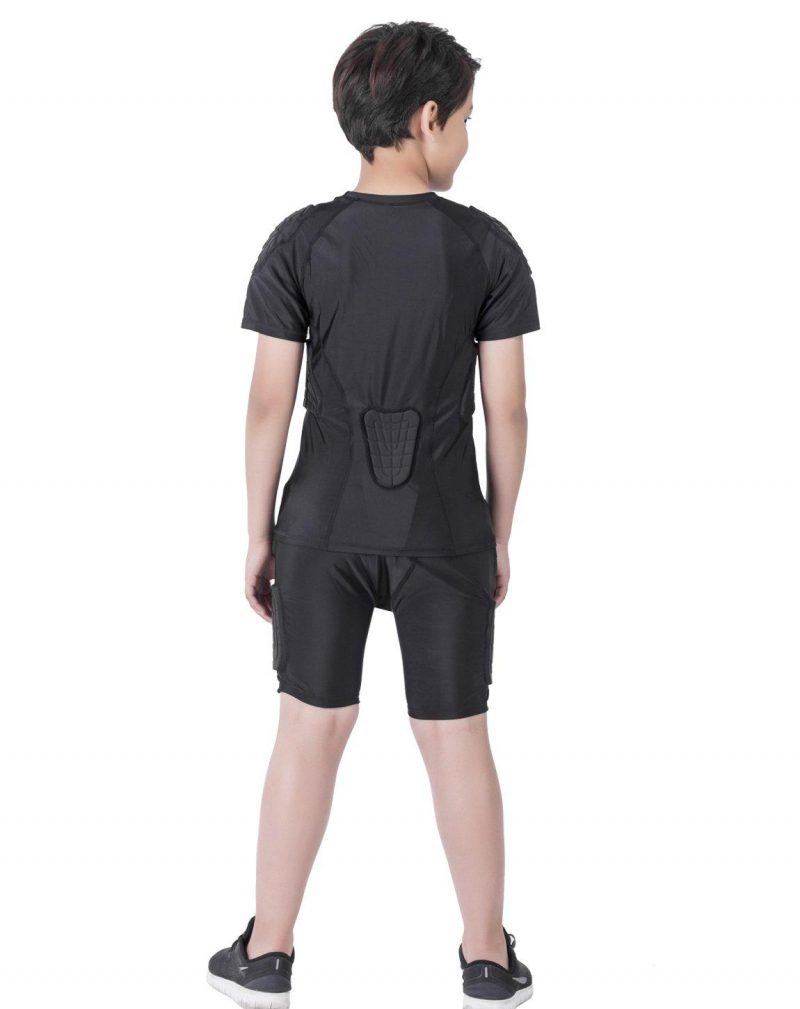 TUOY Youth Boys Padded Compression Shirts Shorts Rib Chest Protector Protective Sports Workout Safety T-Shirts for Football Paintball Baseball - Image 5