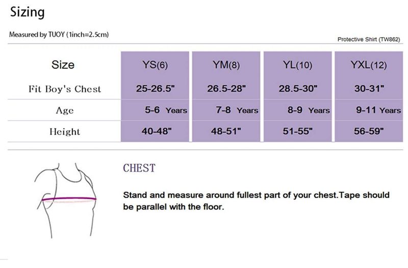 TUOY Youth Boys Padded Compression Shirts Shorts Rib Chest Protector Protective Sports Workout Safety T-Shirts for Football Paintball Baseball - Image 6