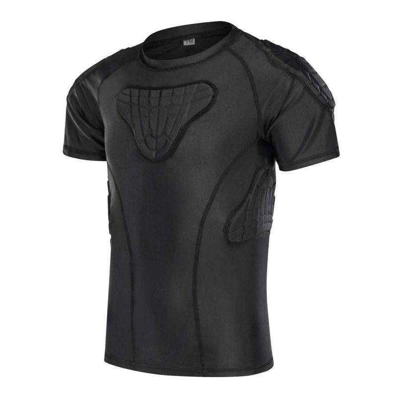 TUOY Men's Padded Compression Shirt Protective T Shirt Rib Chest Protector  for Football Paintball Baseball – TUOY SPORTSWEAR