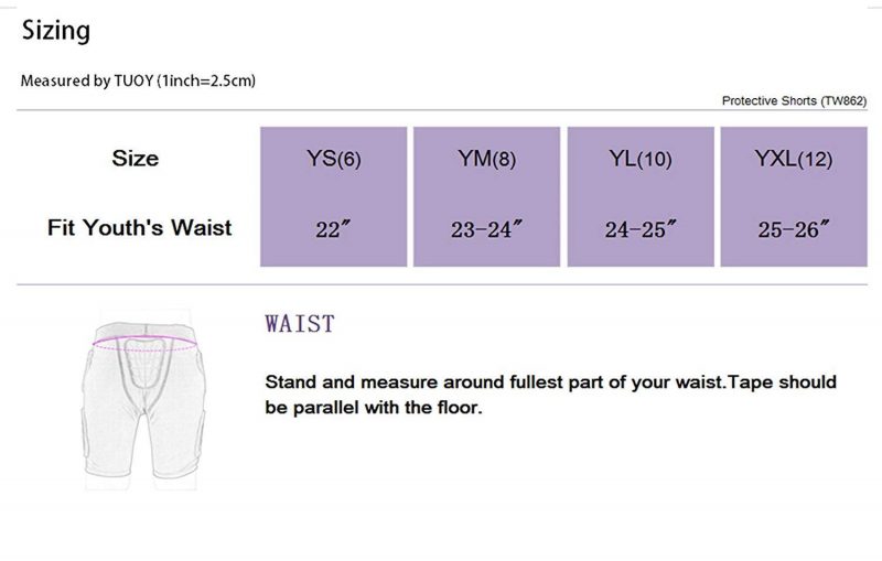 TUOY Youth Kids Padded Compression Shorts , Hip Protector.Hip, Tailbone, Thigh Padding. Girdle Tights for Men and Women. Football, Lacrosse, Hockey, Basketball Snowboarding Paintball Contact Sports - Image 6