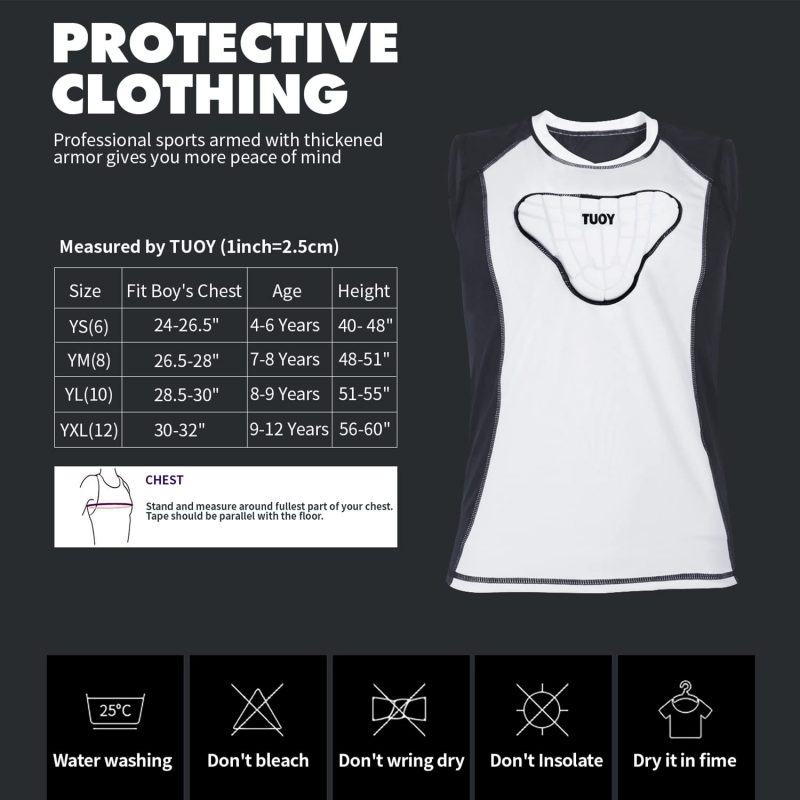 TUOY Youth Padded Compression Shirt Vest Rib Chest Protector Football Baseball Rugby - Image 5