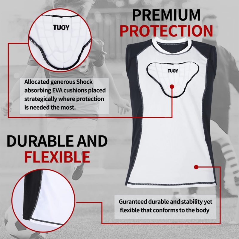 TUOY Youth Padded Compression Shirt Vest Rib Chest Protector Football Baseball Rugby - Image 4