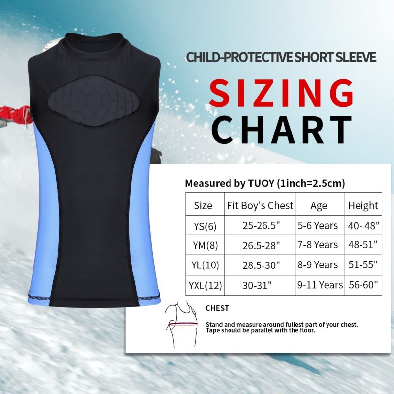TUOY Youth Kids Padded Sleeveless Shirt Chest Sternum Protector Heart Guard Compression Protective Shirt - Image 6