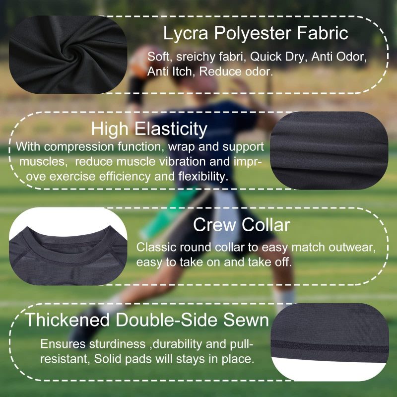 TUOY Youth Kids Padded Compression Shirt Protective Shirt Rib Chest Protector for Football Paintball Baseball Rugby Cricket Basketball - Image 6