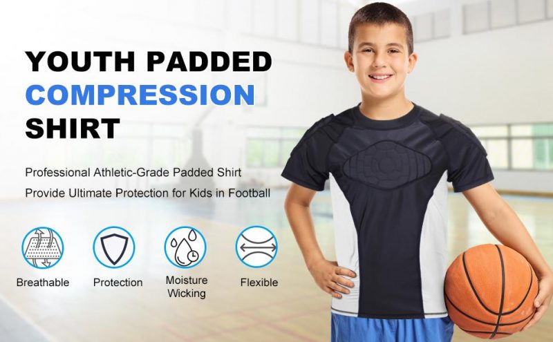 TUOY Youth Kids Padded Compression Shirt Protective Shirt Rib Chest Protector for Football Paintball Baseball Rugby Cricket Basketball - Image 10