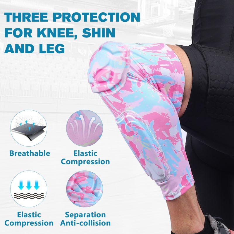 TUOY Padded Knee Calf Pads Compression Leg Sleeve Thigh Protector Gear Shin Brace for Football Basketball Volleyball Soccer Baseball for Adult (1 Pair) - Image 4
